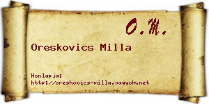Oreskovics Milla névjegykártya